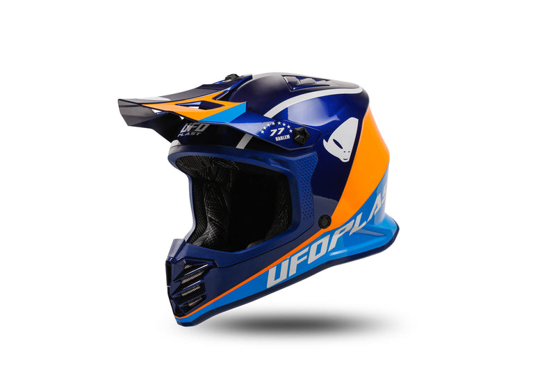 Load image into Gallery viewer, Ufo plast kinder crosshelm korey , uitneembaar helmet ufo plst korey s blue orange
