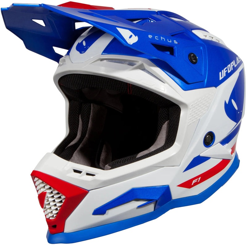 Load image into Gallery viewer, Ufo plast crosshelm echus helmet echus l blue white red
