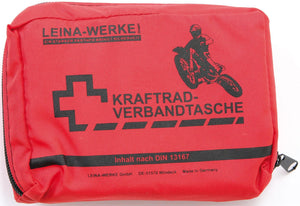 Leina-werke verbandtasche first aid bag leina red nylon,din13167 f.motorcyc