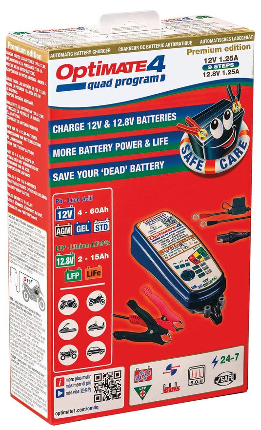 Tecmate batterieladegerät optimate4 quad program charger optomate 4 quad progr.12 volt