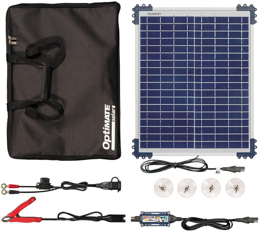 Tecmate acculader optimate solar duo 20w travel kit optimate charger solar duo 20w