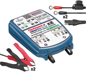 Tecmate acculader optimate 2 duo optimate 2 charger duo 2-seater bench