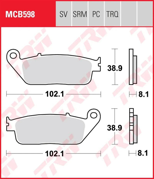 Trw bremsbelag mcb 598 brake pads organ. mcb 598