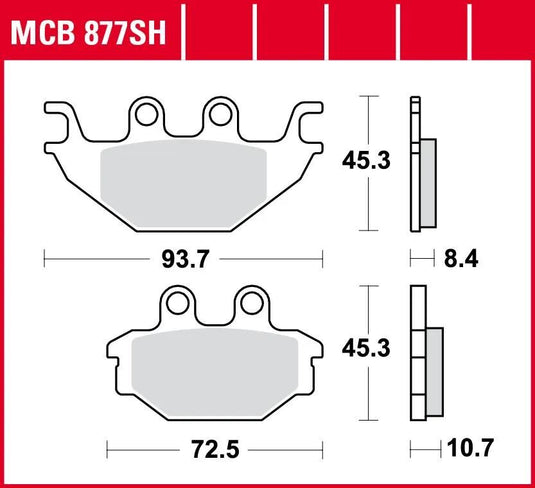 Trw bremsbelag mcb 877 brake pads sinter mcb 877sh
