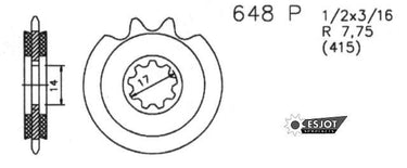 Esjot antriebsritzel 0648 sprocket 415 13z silent