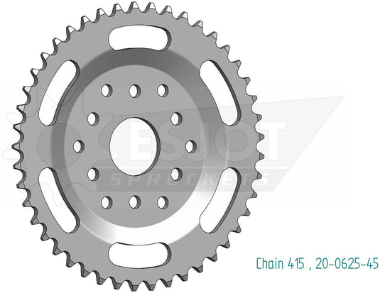 Esjot achtertandwiel 0625 chain wheel 415 47z steel silver