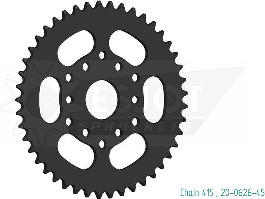 Esjot achtertandwiel 0626 chain wheel 415 45z steel black