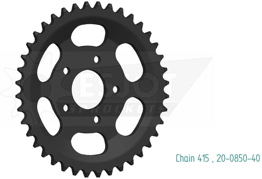 Esjot achtertandwiel 0850 chain wheel 415 40z steel black