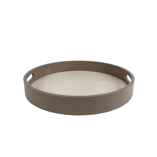 Dienblad bjarne rond off-white taupe hout 30x30x4cm