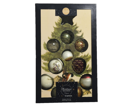 Decoris luxe kerstballen mix glas assorti van natuur tinten