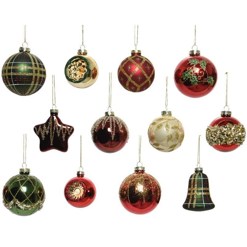 Afbeelding laden in galerijviewer, Decoris luxe kerstballen mix glas assorti kerst kleuren
