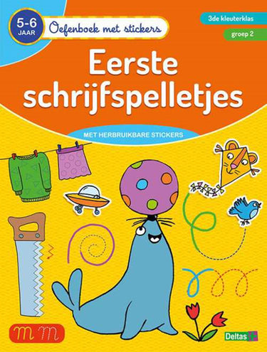 Deltas oefenboek met stickers-eerste schrijfspelletjes 5-6 jaar