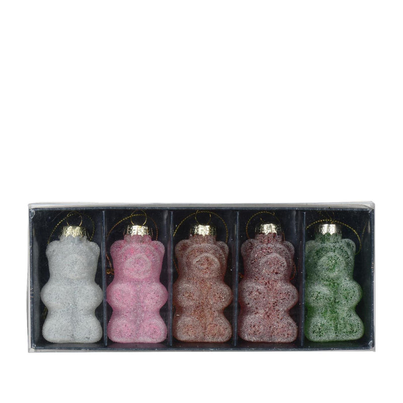 Afbeelding laden in galerijviewer, Decoris kersthanger in vorm van een gummybeer glas dia4x8cm 5-delig
