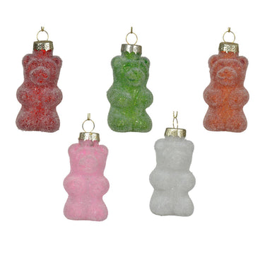 Decoris kersthanger in vorm van een gummybeer glas dia4x8cm 5-delig