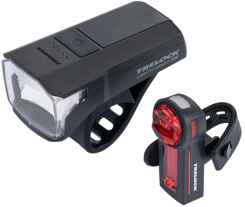 Load image into Gallery viewer, Trelock led verlichtingsset accu-voeding lighthammer ls 480 ls 740 bat.led light set ls 480 ls740 w.stop light
