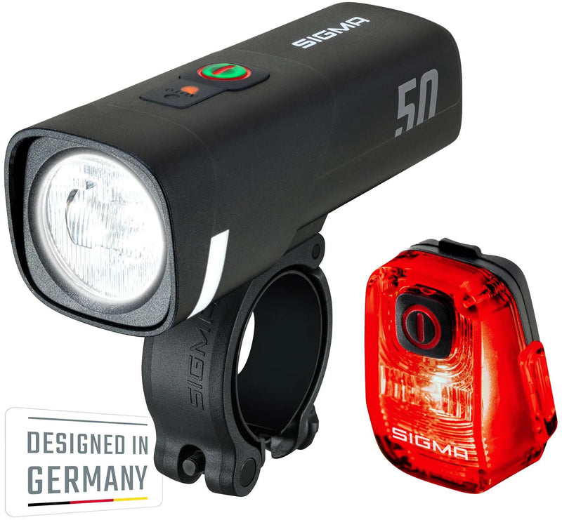 Load image into Gallery viewer, Sigma sport leuchten-set aura 50 hiro 10 sigma battery light set aura 50 + hiro 10
