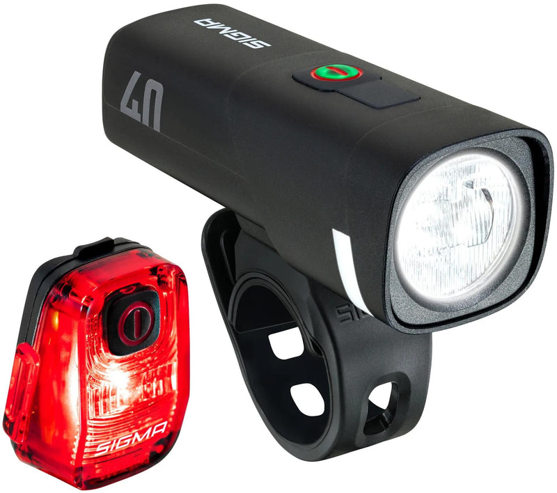 Load image into Gallery viewer, Sigma sport leuchten-set aura 40 hiro 10 ride safe to school sigma battery light set aura 40 + hiro 10 rts va.

