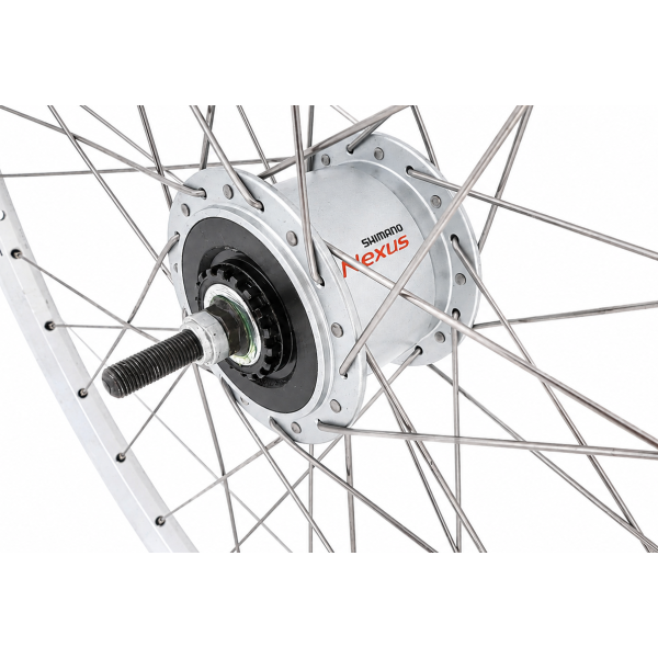 Afbeelding laden in galerijviewer, Shimano voorwiel 28 x 1 4'' aluminium zac 2000 velg - dh-c6000-3n naafdynamo - rollerbrake - zilver
