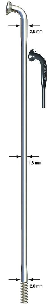 Sapim spaak 14-268l race rvs zwart zonder nippel (100st)