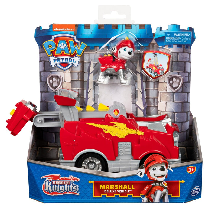 Load image into Gallery viewer, Paw Patrol Rescue Knights Marshall + Deluxe Voertuig
