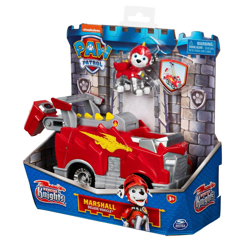 Load image into Gallery viewer, Paw Patrol Rescue Knights Marshall + Deluxe Voertuig
