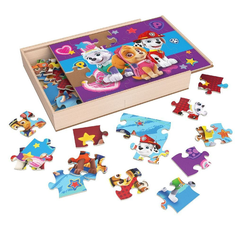 Load image into Gallery viewer, Paw patrol 3in1 houten puzzel in doosje 3x24 stukjes
