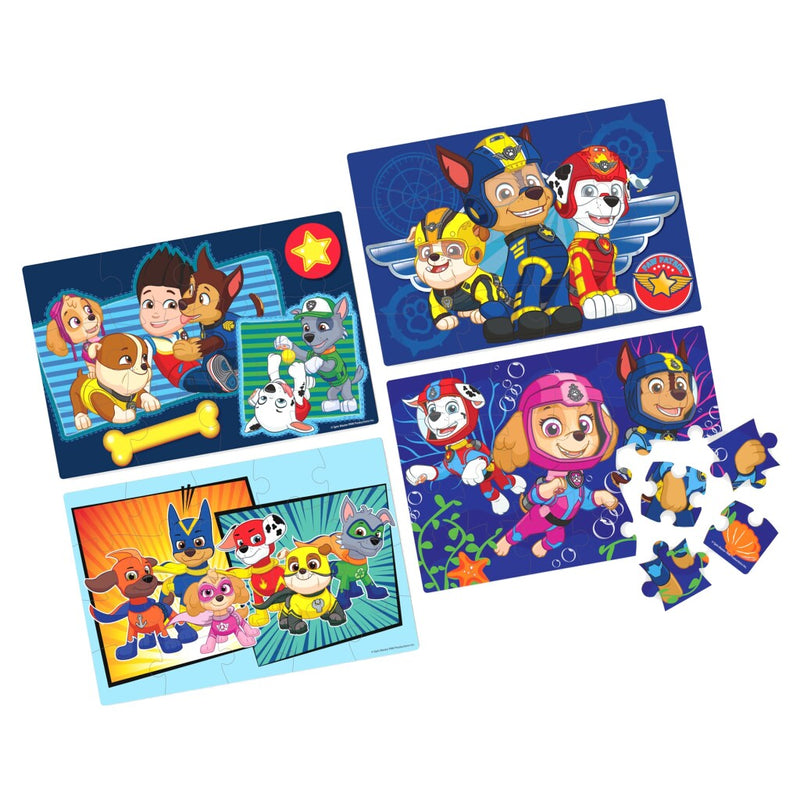 Load image into Gallery viewer, Paw patrol shoe box 4 houten puzzels 12-16-20-24 stukjes
