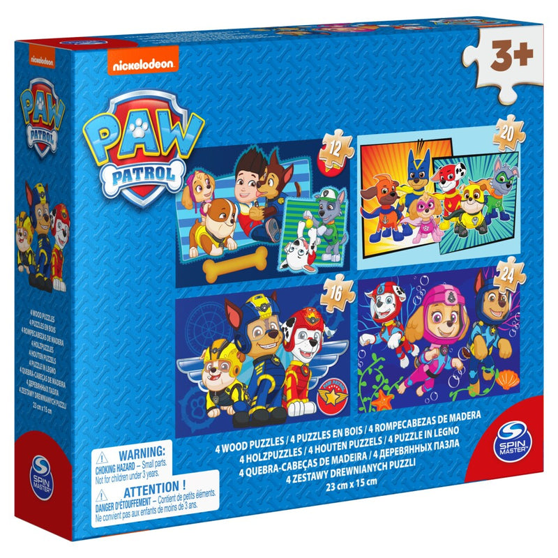 Load image into Gallery viewer, Paw patrol shoe box 4 houten puzzels 12-16-20-24 stukjes
