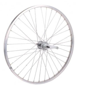 Shimano achterwiel 28 sp. alu spaak 13 basic zilver remnaaf