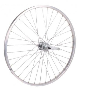Shimano achterwiel 28 sp. alu spaak 13 basic zilver remnaaf