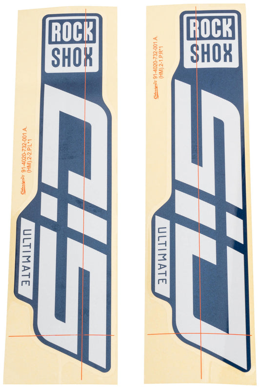 Rockshox decor set decal set rs glossy white for blue sliders