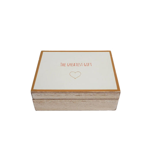 Opbergdoosje the greatest gift beige hout 12x9x4cm