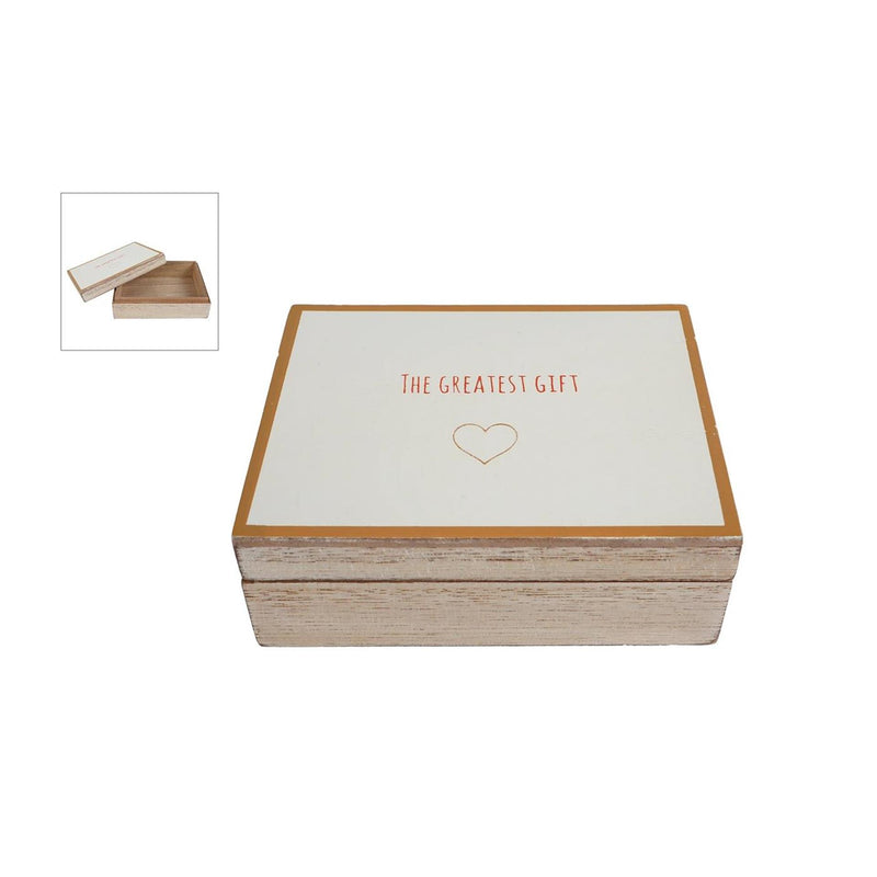 Afbeelding laden in galerijviewer, Opbergdoosje the greatest gift beige hout 12x9x4cm
