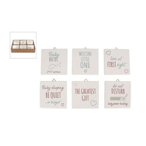 Home styling tegeltje baby met tekst aardewerk 10x10x0,7cm