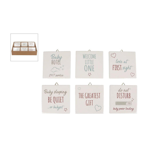 Home styling tegeltje baby met tekst aardewerk 10x10x0,7cm