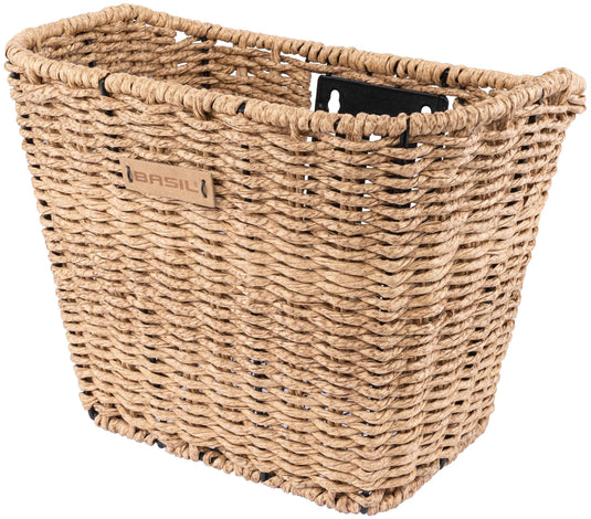 Basil Bremen Rattan Look FM - fietsmand - voorop - inclusief Basil FM stuurpenhouder - lichtbruin