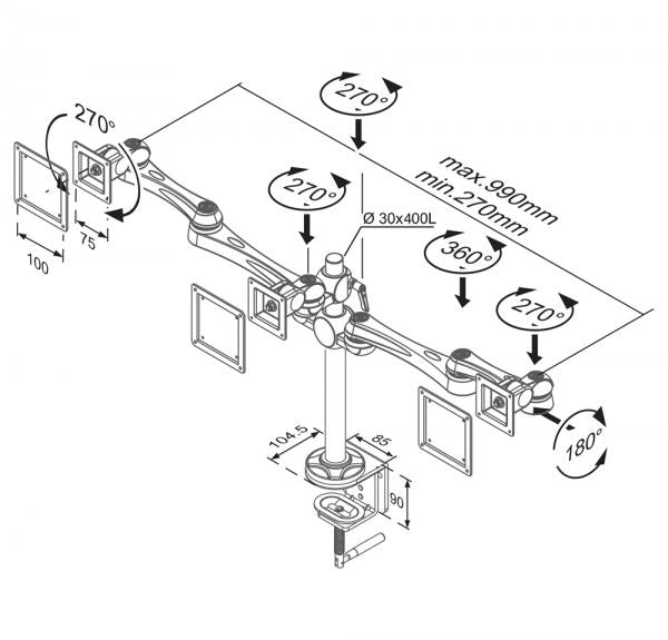 Load image into Gallery viewer, Neomounts fpma-d930d dual lcd led tft bureausteun, 2x 10-30 , 15 kg, 0-50 cm, 75x75, 100x
