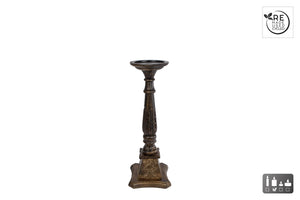 Cosydecor kandelaar kathedraal m zwart gerecycled hout 15x15x44cm