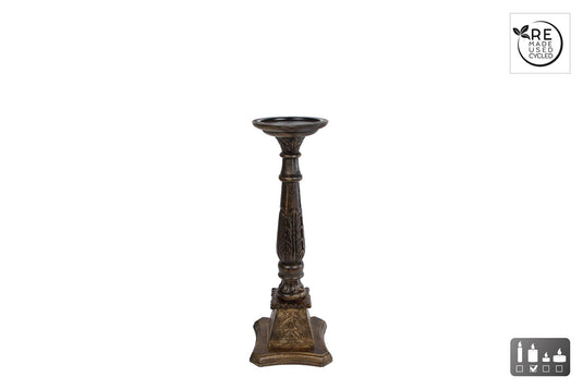 Cosydecor kandelaar kathedraal zwart hout h44cm