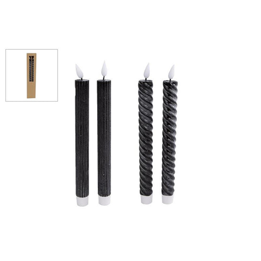 Cosydecor kaars led zwart 25cm set a 2 stuks