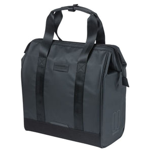 Basil tas grand tarpaulin shopper zwart mik hooks | 23l