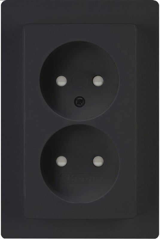 Kopp hk05 mat zwart inbouw stopcontact dubbel - 4621715