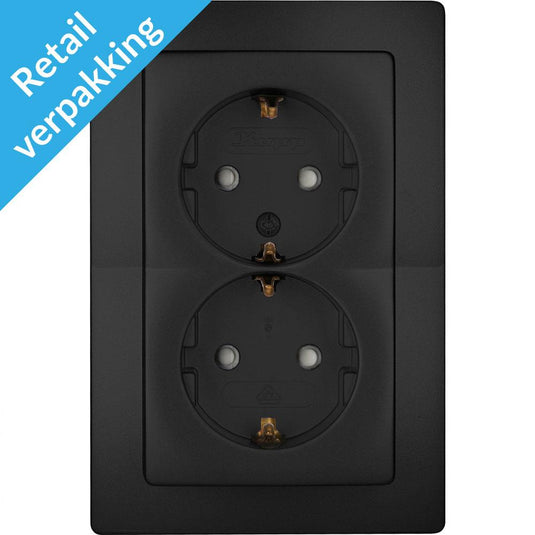 Kopp paris mat zwart inbouw stopcontact ra dubbel - 4625320