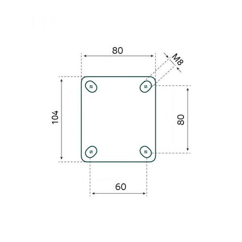 Tarsus Zwenkwiel 100 mm. TPE extra stil