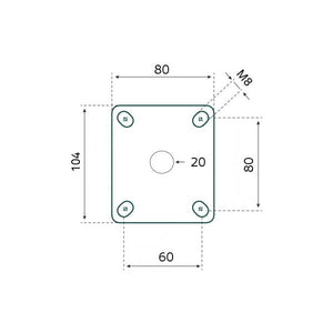 Tarsus zwenkwiel + rem 100 mm. wit