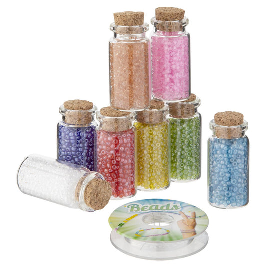 Creative craft group moxy deco kralen, 8 flesjes met draad