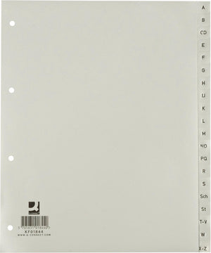 Q-connect alfabetische tabbladen, a4, pp, 20 tabs, grijs