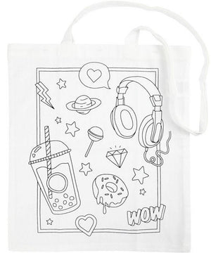 Creativ company cc katoenen boodschappentas wow 38x42 cm wit
