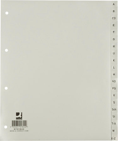 Q-connect alfabetische tabbladen, a4, pp, 20 tabs, grijs