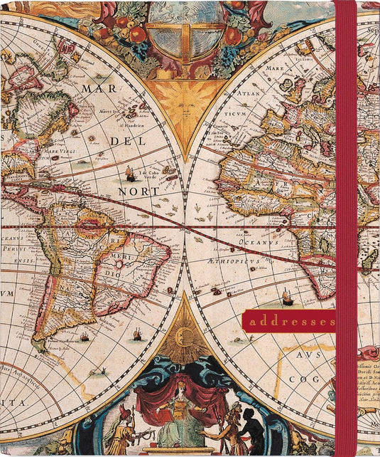 Peter pauper addressbook large - old world - met elastieksluiting - 16x21 cm
